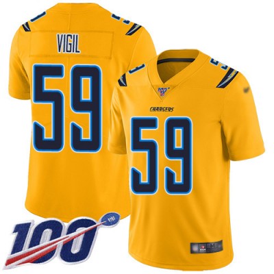 Nike Los Angeles Chargers #59 Nick Vigil Gold Men's Stitched NFL Limited Inverted Legend 100th Season Jersey Men's